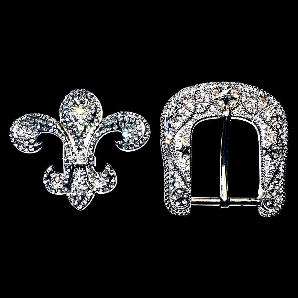 Set of 2 Isabella's Journey Belt Buckles Texas Star Horseshoe & Fleur De Lis NWT